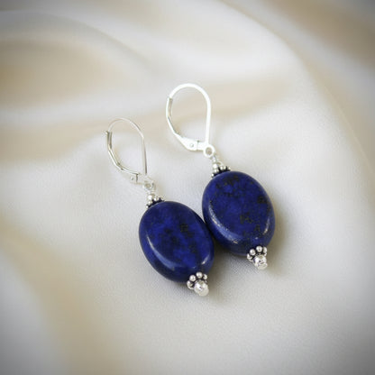 Montecito Lapis Lazuli Sterling Silver Dangle Earrings | One-of-a-Kind Blue Gemstone Statement Earrings
