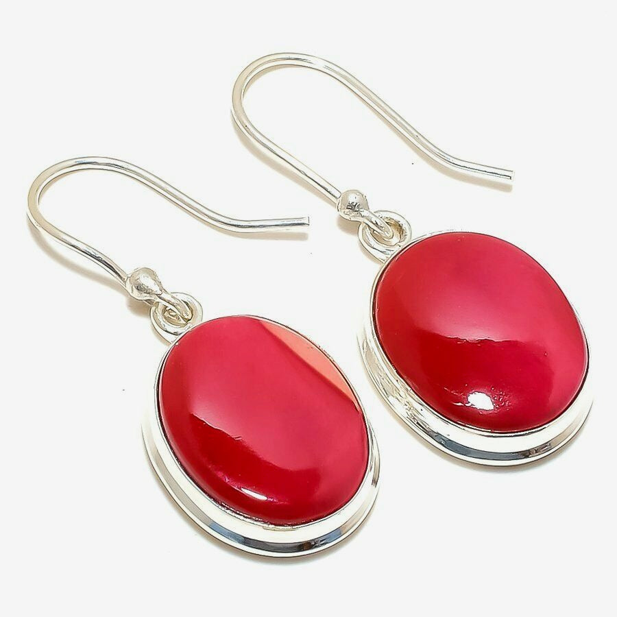 One-of-a-Kind Montecito Red Mookaite Jasper Sterling Silver Drop Earrings