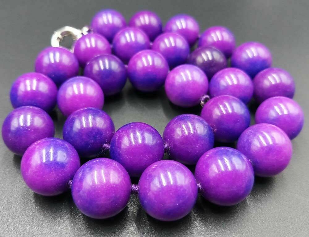 Purple Sugilite Gemstone Statement Necklace 24"